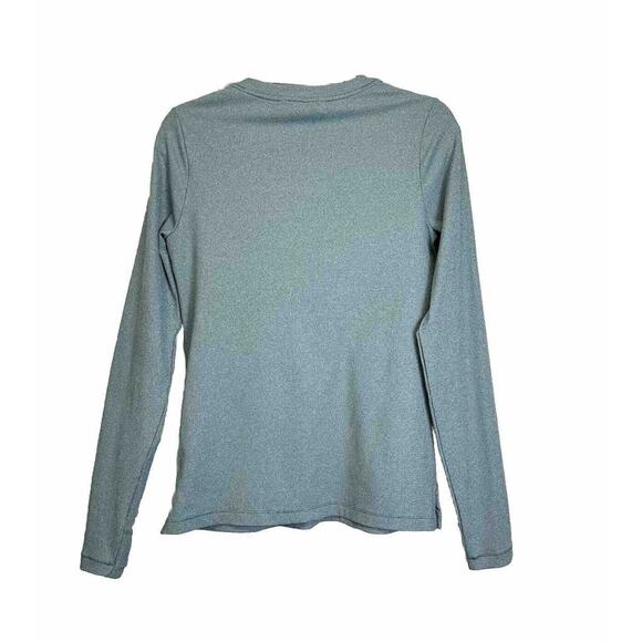 Athleta Women's Top Medium Green Uptempo Ribbed Henley V Neck Long Sleeve Athlet - Picture 5 of 11